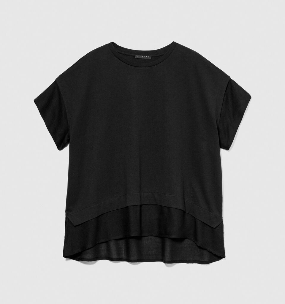 T-shirt with frill - women's short sleeve t-shirts - Black | Sisley image number 6